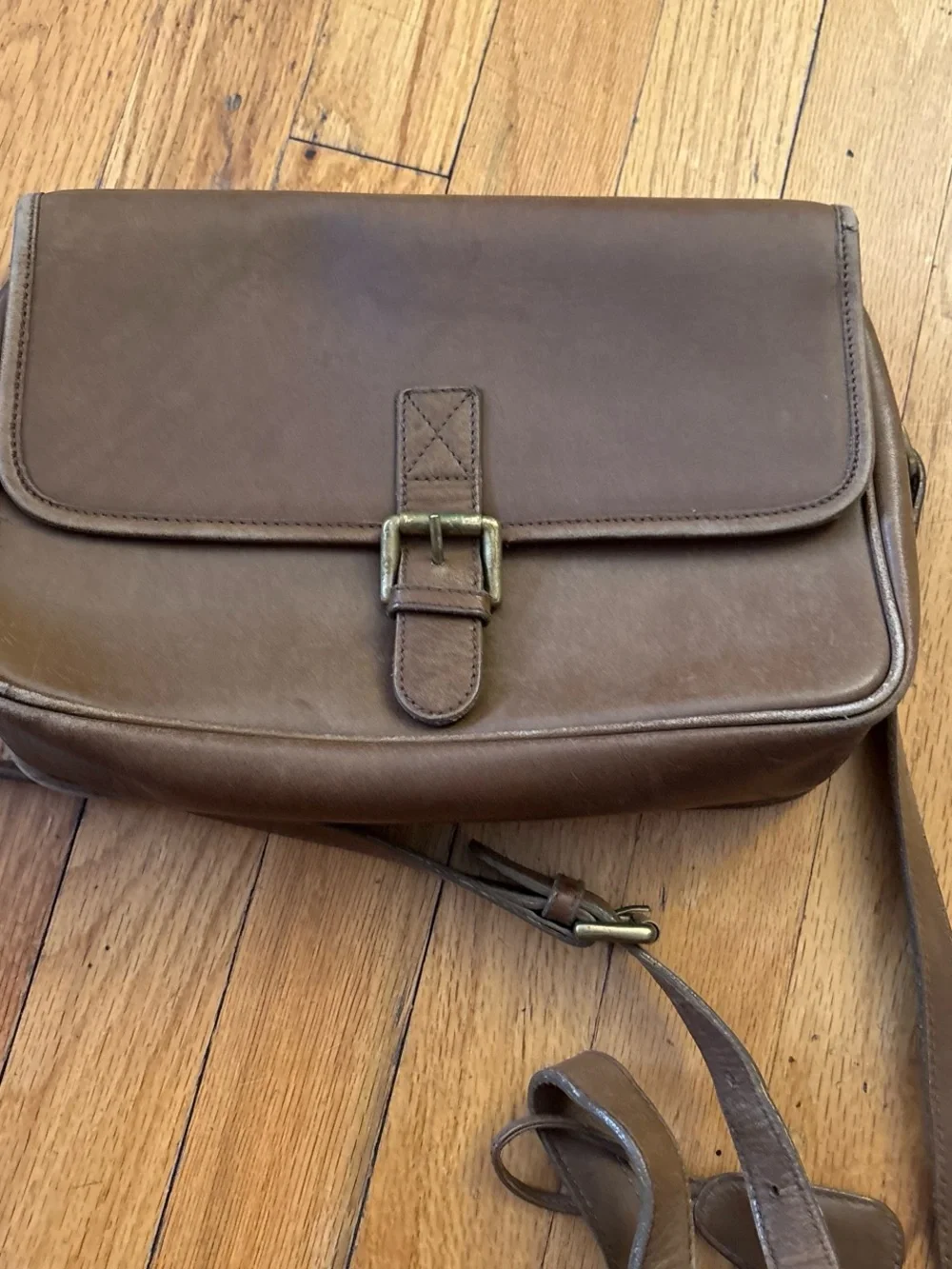 Brown Leather Crossbody Messenger Bag - Unbranded vintage Calvin Klein